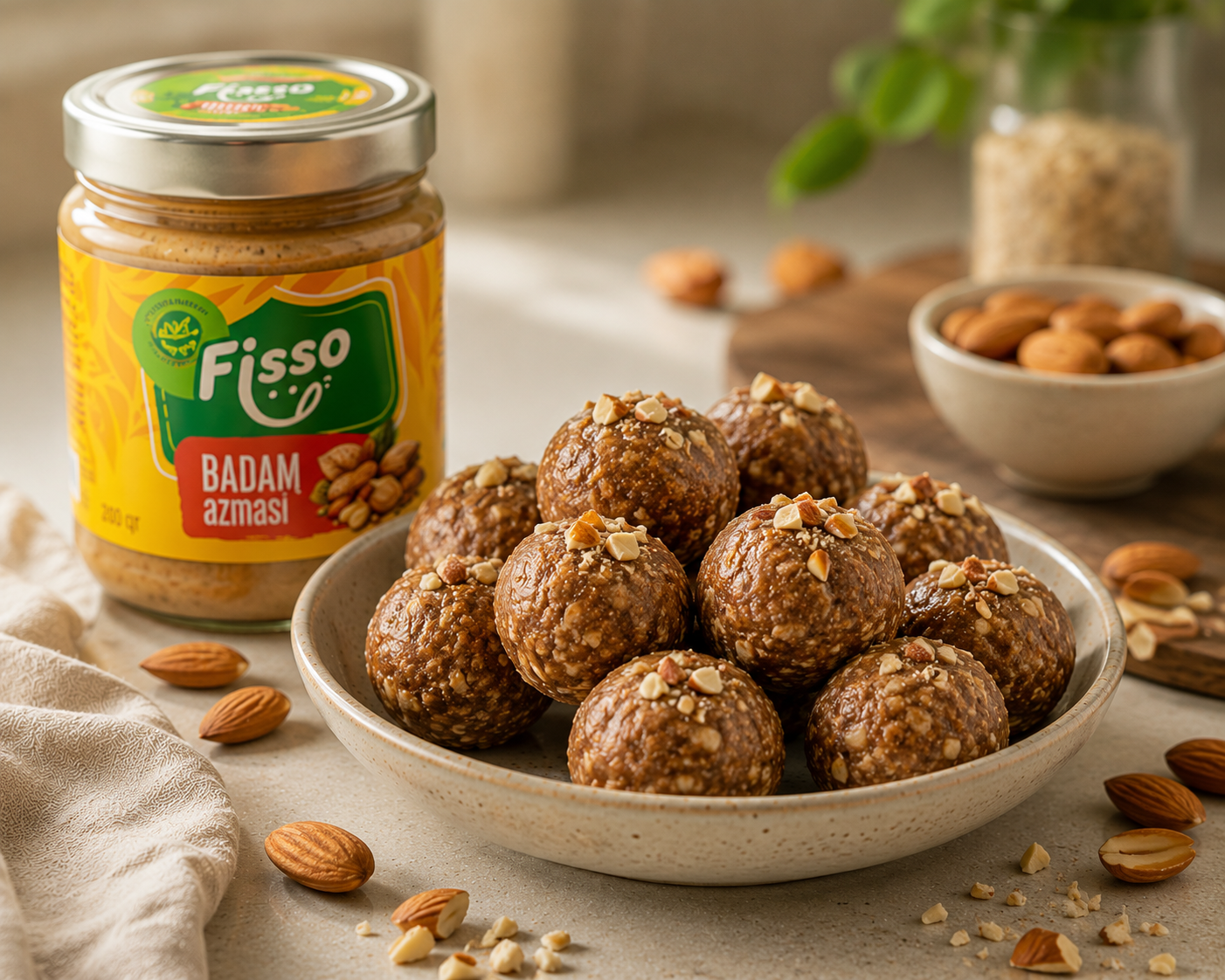 Badam Əzməli Enerji Topları — Fisso əzməsi ilə resept şəkli